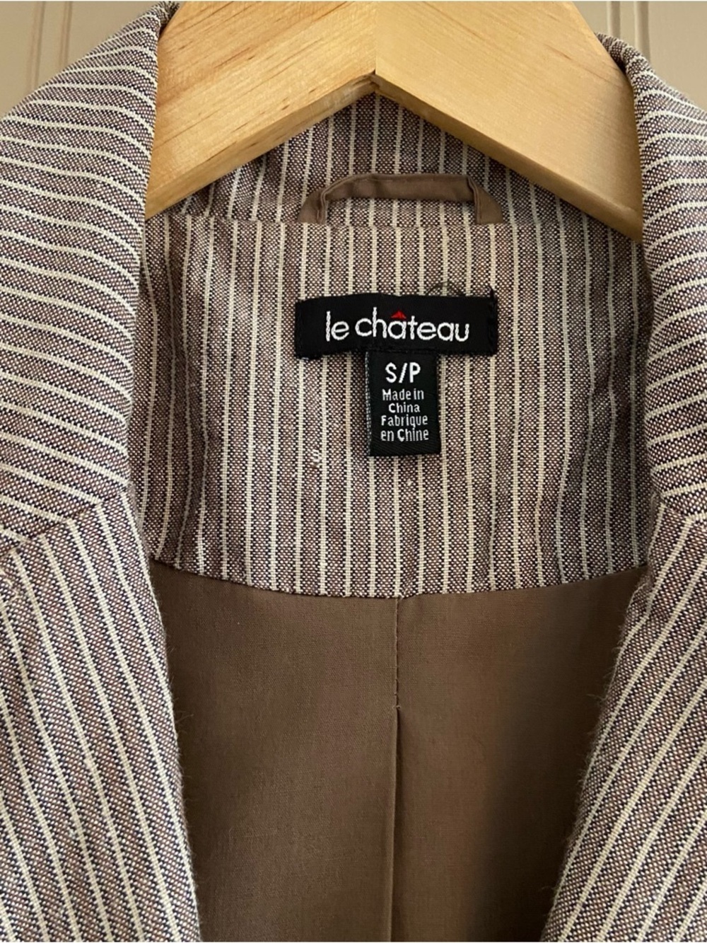 Le Chateau Striped Linen Blazer in Grey/Brown/Cream Women’s Size Small - Picture 3 of 8